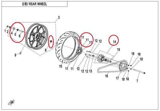 Sealing/bearing/Spacer/rubber seat/Sprocket seat suit CF300SR