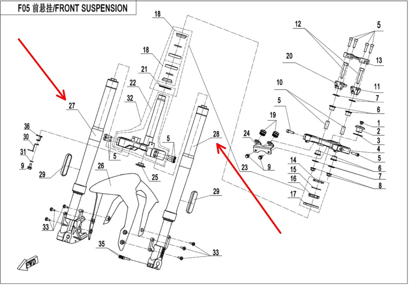 Front Left Shock Absorber and  Front Right Shock Absorber suit for CF250NK/NK250