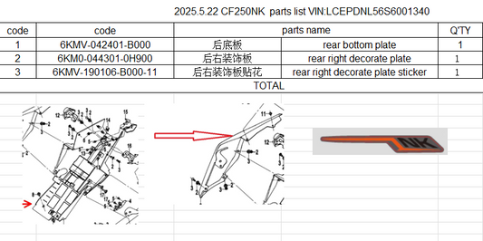 Rear bottom plate/rear right decorate plate/sticker suit CF250NK