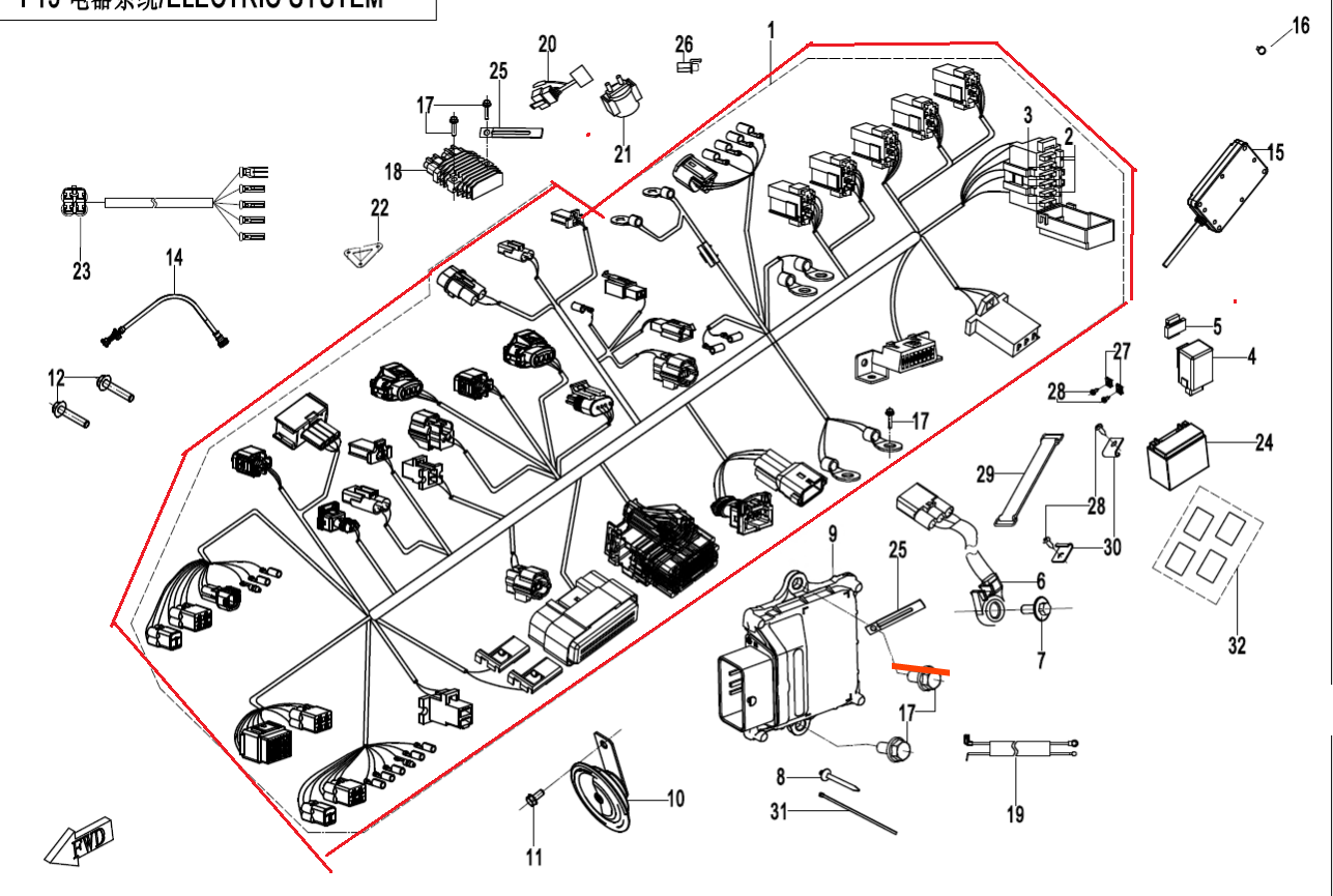 Main Wiring Harness suit CF300SR code is 6KMV-150100-8105