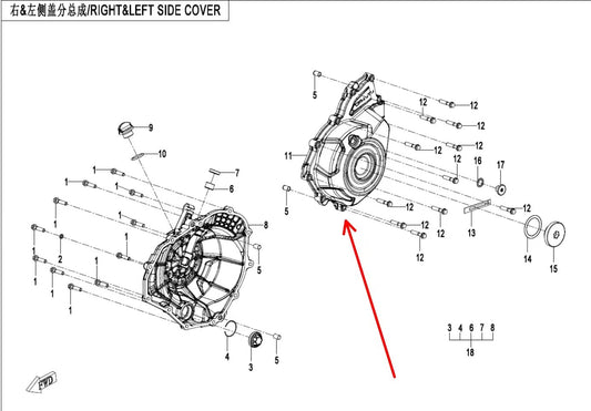 Left engine side cover suit CF450NK code is 0SQV-014001-1000-0D300