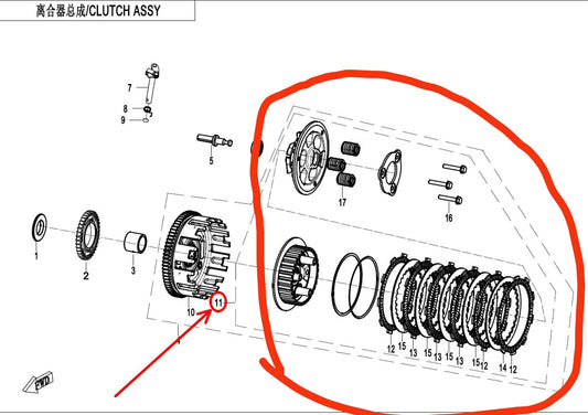 Whole set Clutch pad and others in the red circle suit CF450SRS/CF450SR/CF450NK brand FCC