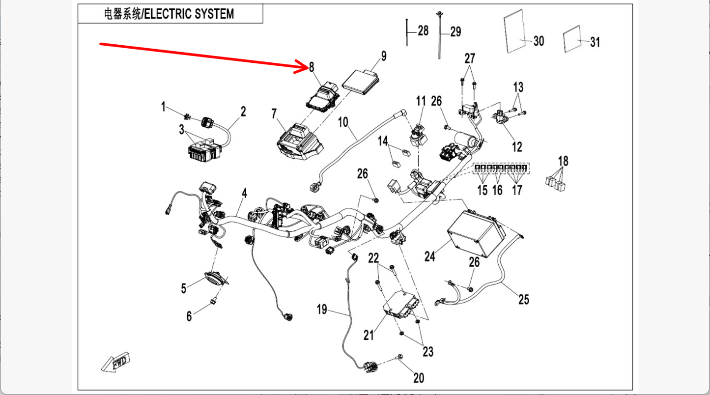 ECU suit CF450SRS code is 6AQV-001000-1500