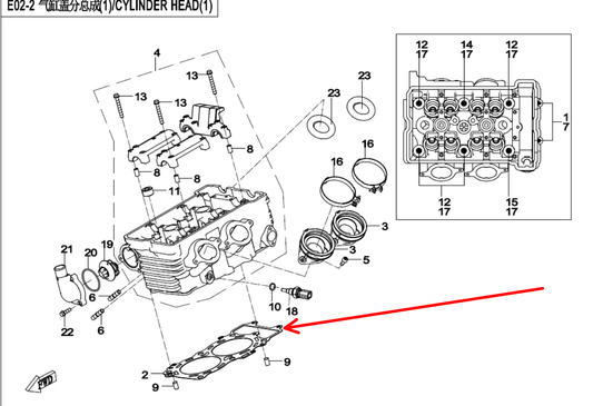Cylinder head gasket suit CF650NK/CF650GT code is 0700-022100-0001