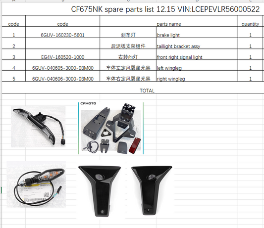 Rear Brake Light/taillight bracket assy/front right signal light/left and right wingleg suit CF675NK