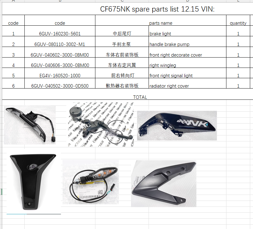Brake Light/Handle brake pump and others in the list suit CF675NK