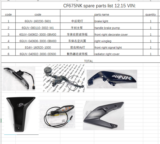 Brake Light/Handle brake pump and others in the list suit CF675NK