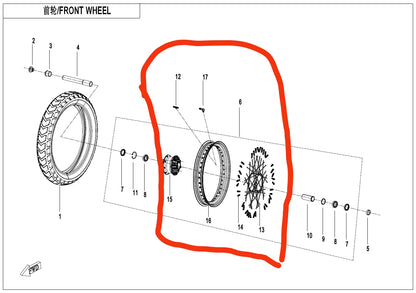 Front Wheel Rim include number 12/13/14/15/16/17 suit CF800MT code is 6WWV-070100-5003-10