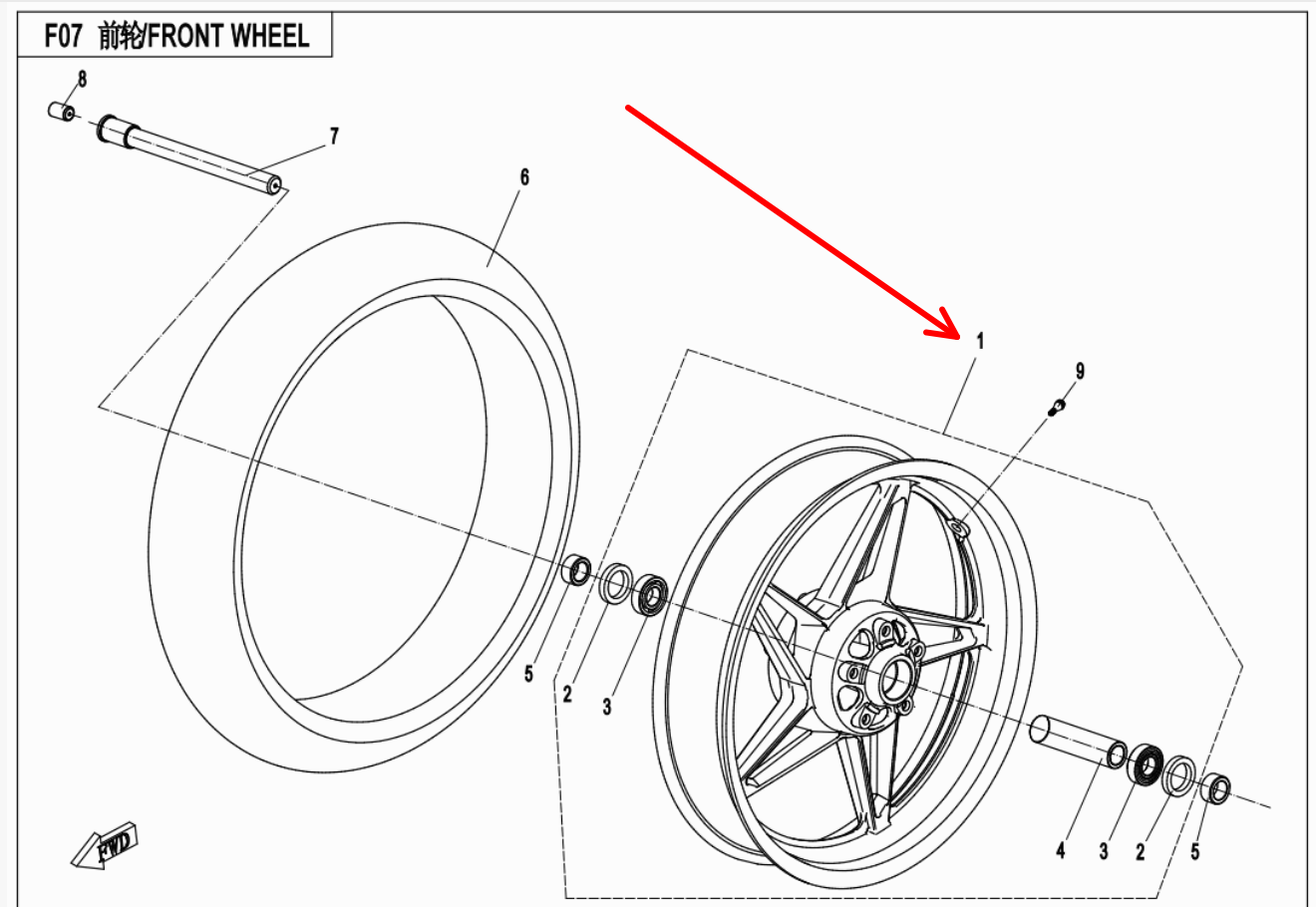 Front Wheel Rim suit CF700CLX Sport 2A code is 6NTV-070100-6003-0BM00