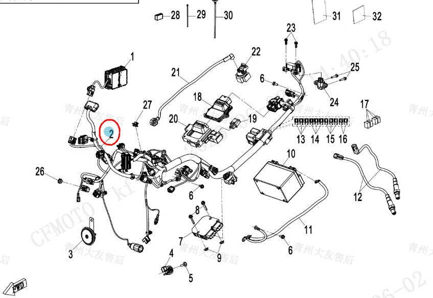 Main Cable or Harness suit CF450NK code is 6AQV-150100-4001