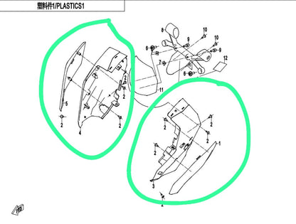 Front Left and Front Right Spoiler cover and plate suit CF300NK