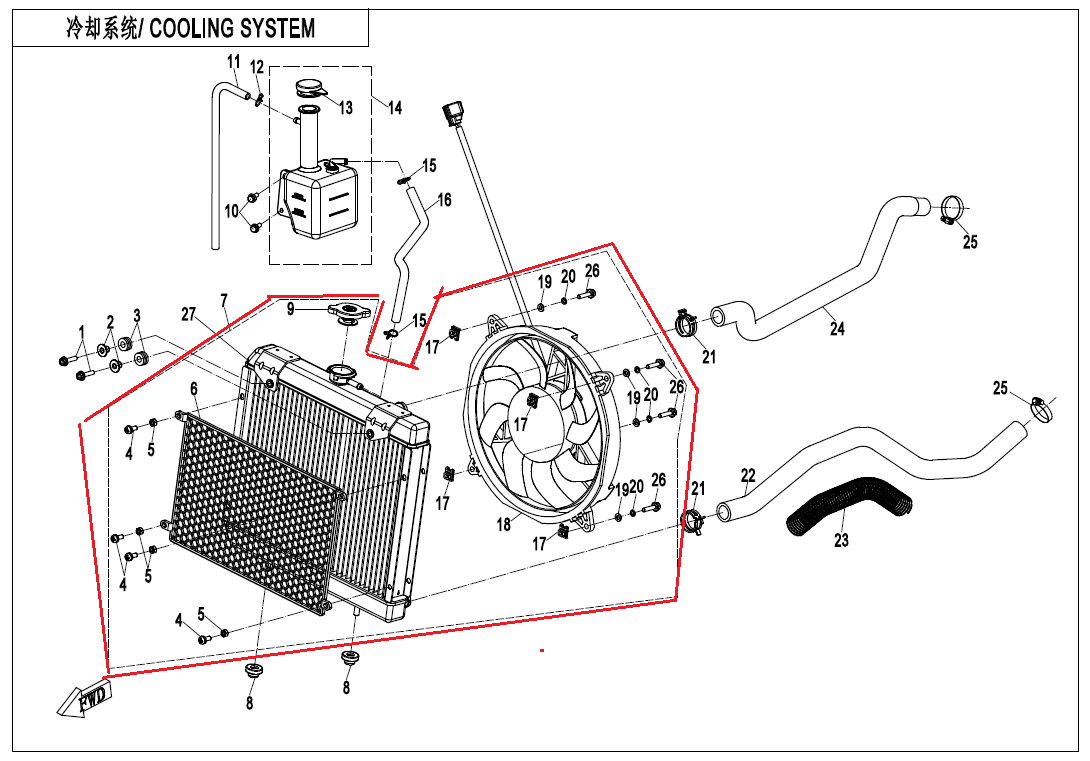 Radiator assy include cooing fan suit  Cforce 625/ ATV 625 Code is 9DSV-181000-6K00