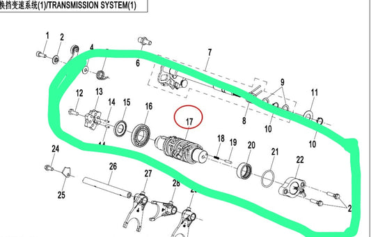 Bearing/sensor/bolts parts for CF500SR  number 12-16/18-23