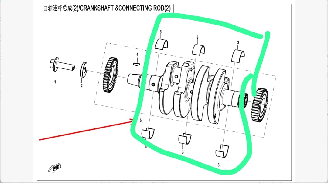 Crankshaft and 6pcs Crankshaft bearing suit CF450SR/CF450SRS/CF450NK/CF450MT