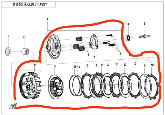 Clutch assy suit CF250SR FCC model 9pcs clutch pad code 0DMB-051000