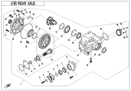 Rear Gearbox Assy Suit For CF625/CFATV450 CFORCE500 625CC Cforce code is Q820-330000-10000