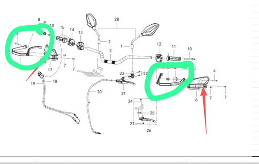 Left and Right Handle guard Bracket suit QJMOTOR SRT550 SX number 5and 16
