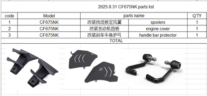 Update engine cover and spoilers and handle bar protector suit CF675NK