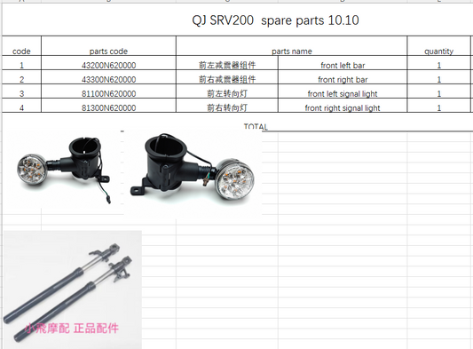 Front left bar/Front right bar/front left signal light and right signal light suit QJ SRV200