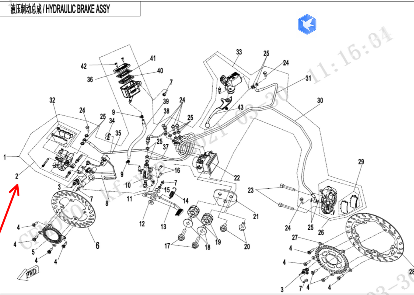 Rear Brake Caliper suit CF300NK code is 6KMV-091100-B100