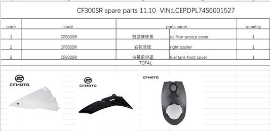 Oil filter service cover/right spoiler /fuel tank front cover suit CF300SR