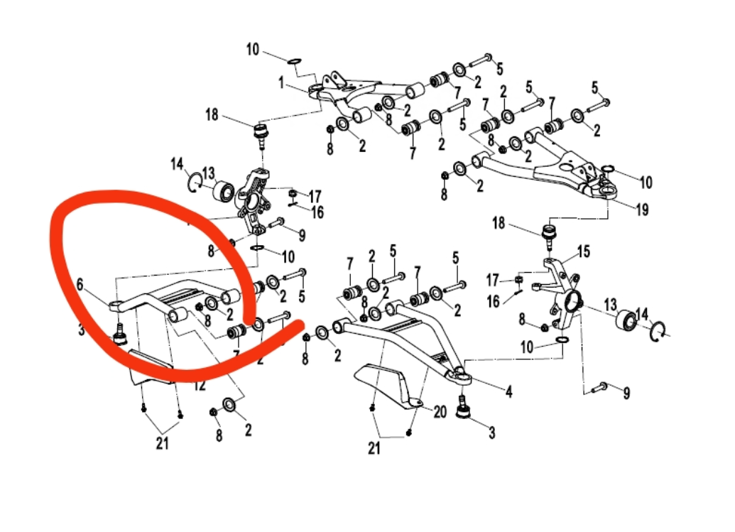 Front Right Lower Swing Arm and right Rear Mirror suit CFORCE800 code is 9AWV-050410-2E01/9AY0-200300