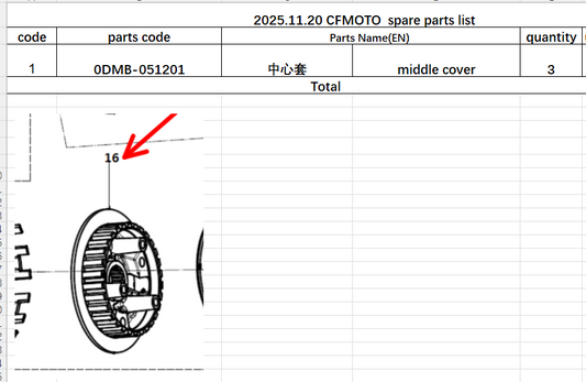 3Pcs middle cover for clutch of CF250NK/CF250SR slider model code is 0DMB-051201