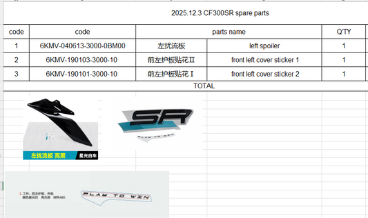 Left spoiler/ front left cover sticker suit CF300SR