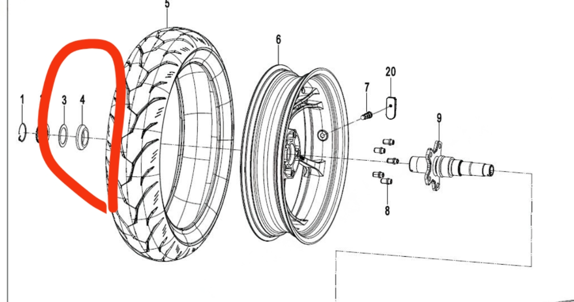 Rear Wheel Washer and bushing suit CF450SRS code is 6KMV-110015-2000/6KMV-110016-2000