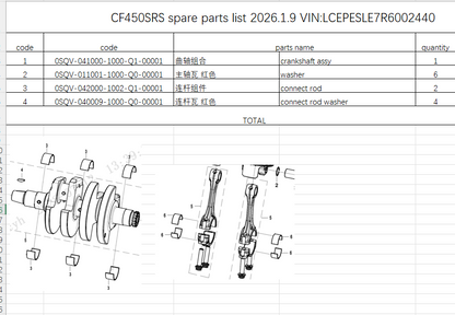 Crankshaft assy/washer/connect rod and washer/Oil Pump suit CF450SRS 0SQV-041000-1000-Q1-00001