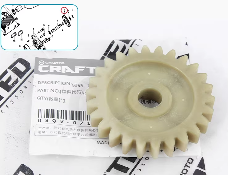 Oil Pump Gear suit CF450NK/CF450SR/CF450CLC/CF450MT code is 0SQV-071001-1001