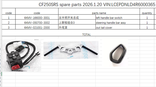 Left handle bar switch/steering handle bar assy/out tail cover suit CF250SRS 6KMV-050700-3002