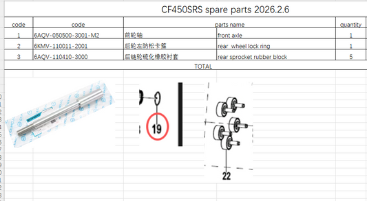 Front axle/rear  wheel lock ring/rear sprocket rubber block suit CF450SRS/CF450SR