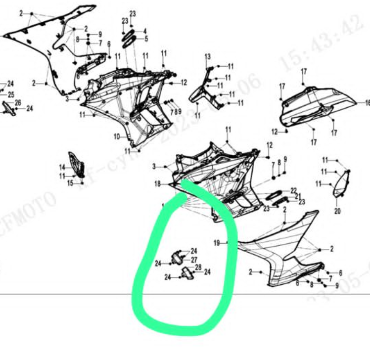 Left cover decorator net suit CF450SRS Code is 6AQV-040515-3000/6AQV-040513-3000