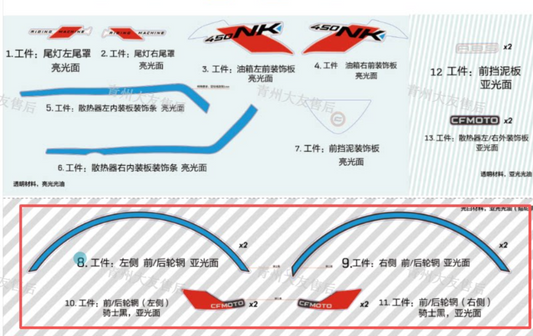 Both side stickers of front wheel rim or rear wheel rim suit CF450NK
