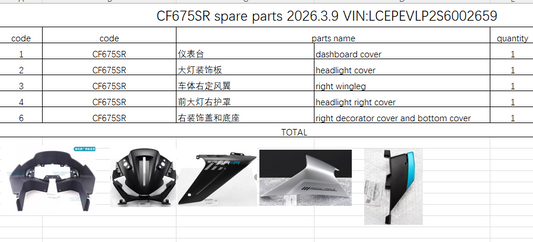 Dashboard cover/Headlight cover and others suit CF675SR