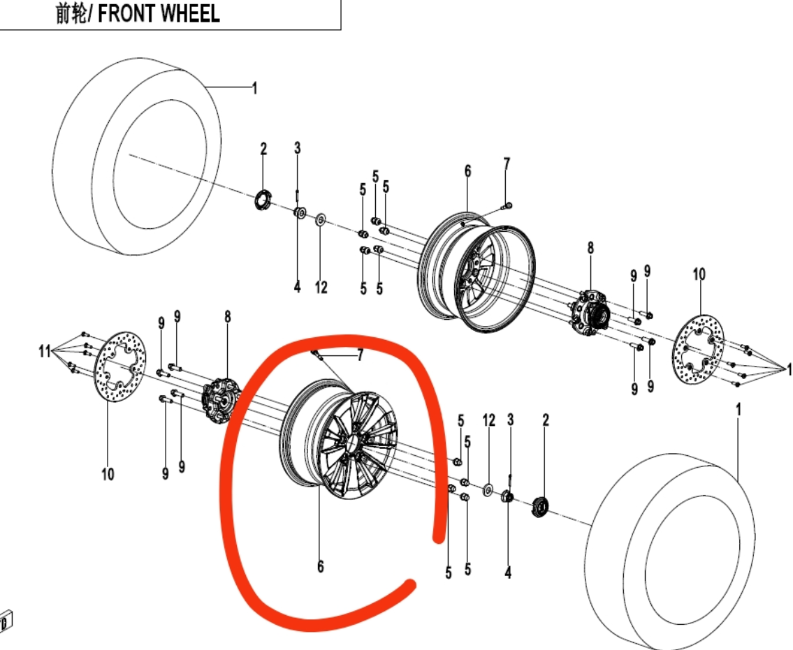Front Wheel Rim suit CF U10 Highland or CF520 Code is 5HYV-070100-6000