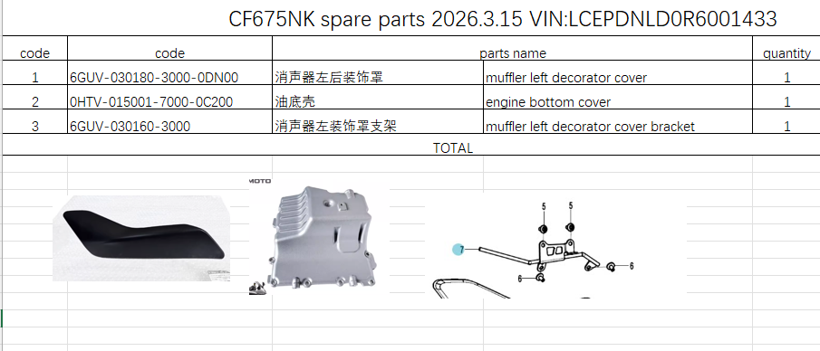 Muffler left decorator cover and others in the list suit CF675NK/CF675SR