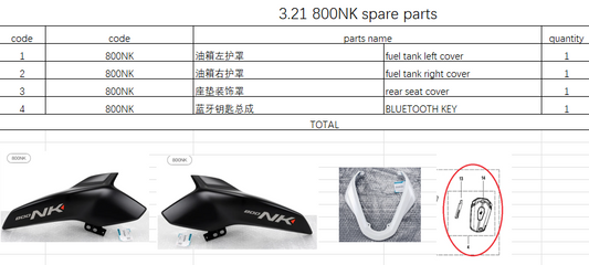 Bluetooth Key/Fuel Tank Left and Right Cover/rear seat Cover suit CF800NK