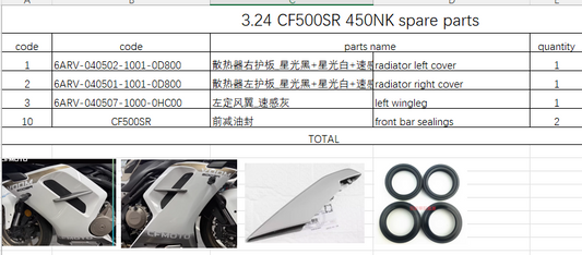 Radiator left cover and others in the list suit CF500SR