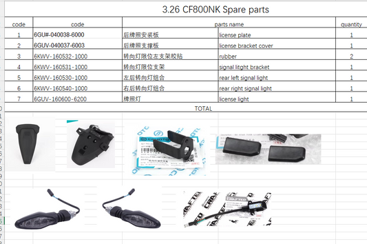 License plate and others in the list suit CF800NK
