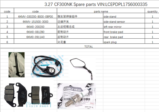 Side Stand and others in the list suit CF300NK