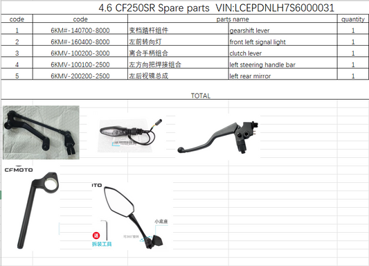 Gear Shift Lever and others in the list suit CF250SR
