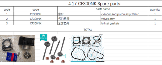 Cylinder assy /full set gaskets and valves assy suit CF300NK
