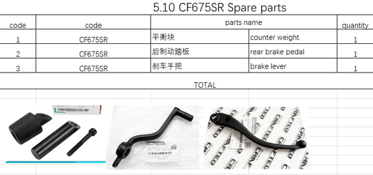 Counter weight /rear brake pedal and brake lever suit CF675SR