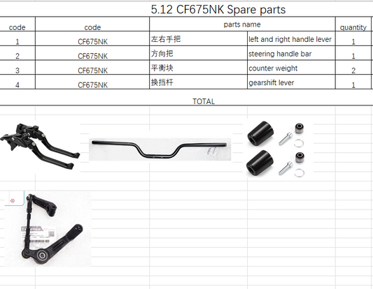 Steering Handle bar and others in the list suit CF675NK