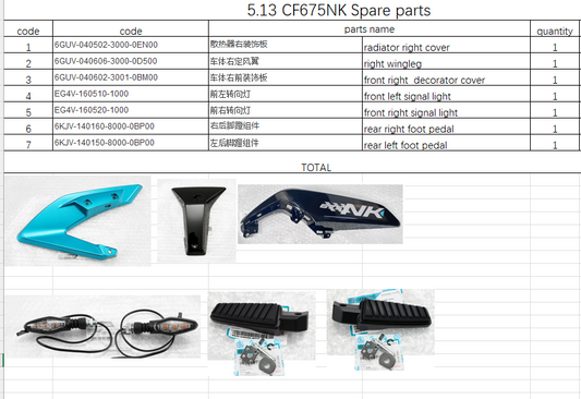 Signal light and others in the list suit CF675NK