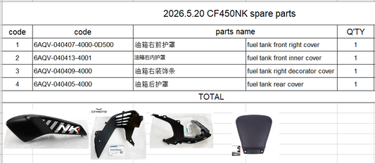 Fuel tank front right cover and others in the list suit CF450NK
