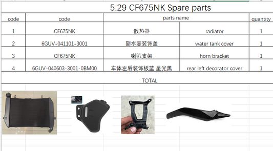 Radiator and others in the list suit CF675NK