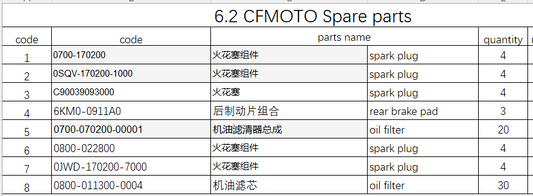 Spark Plug and Oil Filters suit CFMOTO